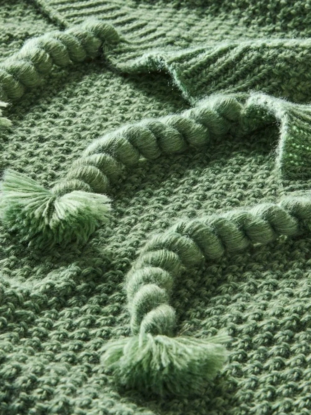 New Green Knit Throw Blanket with Twisted Fringe Hearth & Hand™ with Magnolia